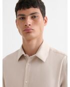 Lichtbeige, extra slank shirt zonder strijken