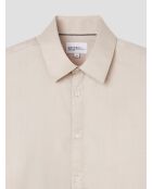 Lichtbeige, extra slank shirt zonder strijken