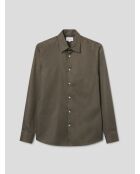 Slim fit overhemd zonder strijken met dennengroen patroon