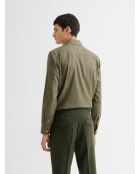 Slim fit overhemd zonder strijken met dennengroen patroon