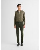 Slim fit overhemd zonder strijken met dennengroen patroon