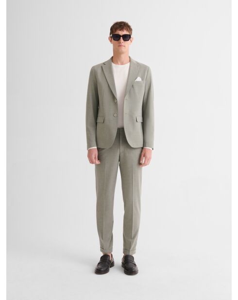 Pantalon de costume taille élastique vert sauge