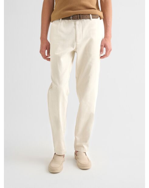 Chino slim stretch taille élastiquée beige