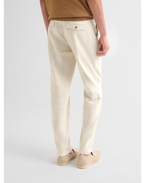 Chino slim stretch taille élastiquée beige