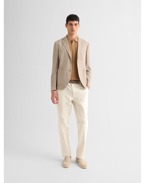 Chino slim stretch taille élastiquée beige