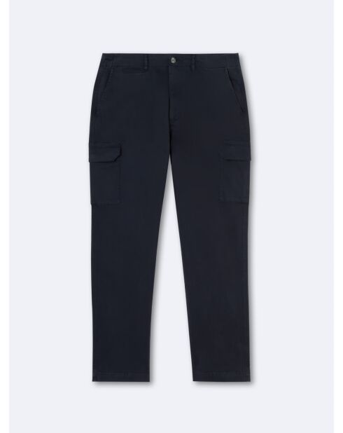 Pantalon cargo slim en coton stretch bleu marine