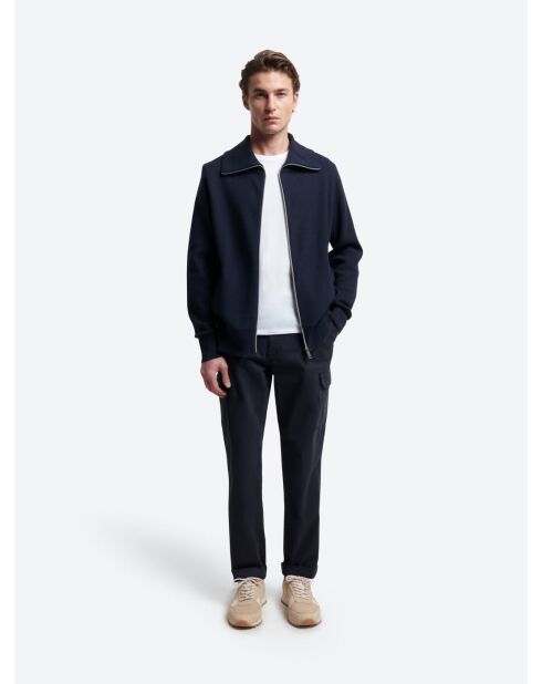 Pantalon cargo slim en coton stretch bleu marine