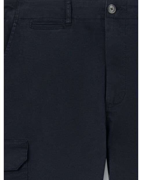 Pantalon cargo slim en coton stretch bleu marine