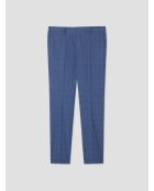 Pantalon de costume slim à carreaux bleu