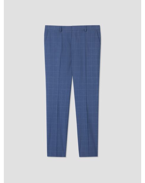 Pantalon de costume slim à carreaux bleu