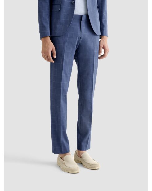 Pantalon de costume slim à carreaux bleu