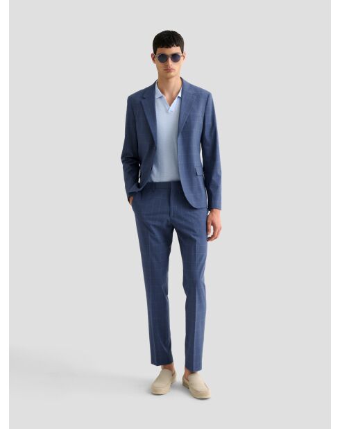 Pantalon de costume slim à carreaux bleu
