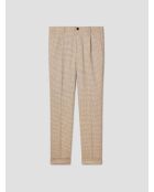 Chino coupe droite motif fantaisie beige