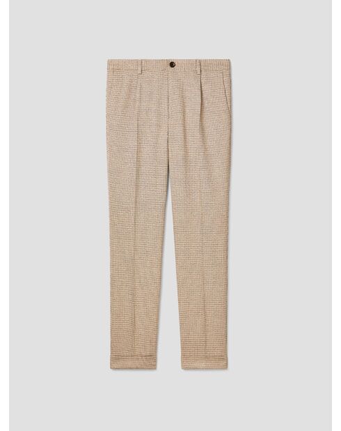 Chino coupe droite motif fantaisie beige