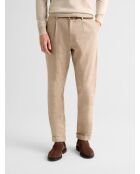 Chino coupe droite motif fantaisie beige