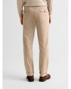 Chino coupe droite motif fantaisie beige