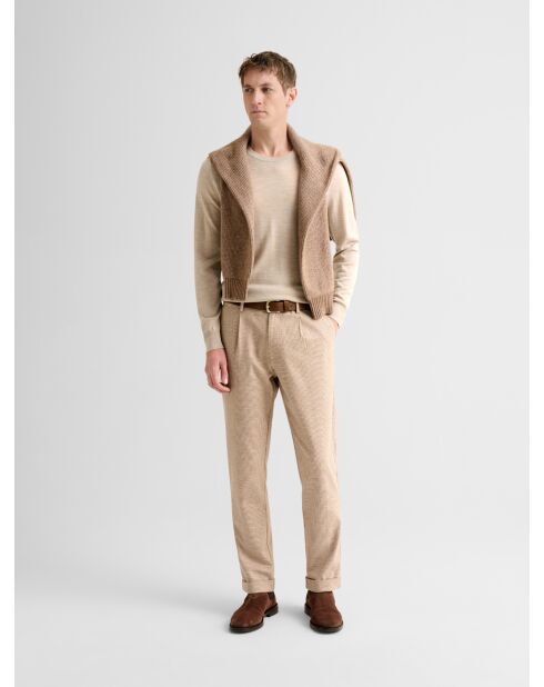Chino coupe droite motif fantaisie beige
