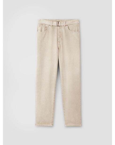 L'Atelier ecrufarbene, lockere Twill-Jeans mit Gürtel