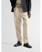 L'Atelier ecrufarbene, lockere Twill-Jeans mit Gürtel