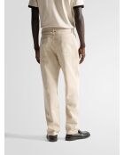 L'Atelier ecrufarbene, lockere Twill-Jeans mit Gürtel