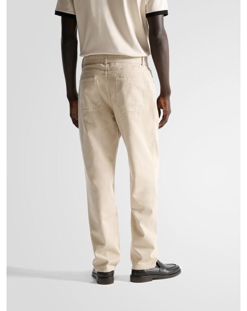 L'Atelier ecrufarbene, lockere Twill-Jeans mit Gürtel