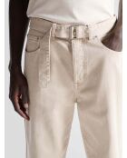 L'Atelier ecrufarbene, lockere Twill-Jeans mit Gürtel