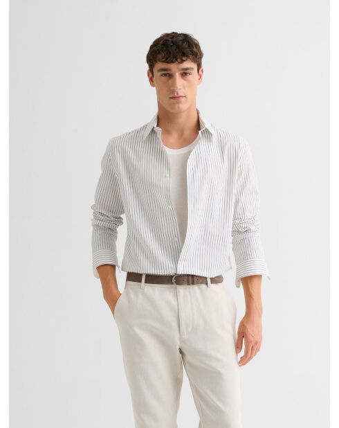 Camicia slim bianca a righe
