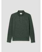 Polo manches longues chiné col boutonné vert bronze
