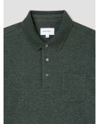 Polo manches longues chiné col boutonné vert bronze