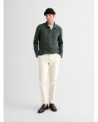 Polo manches longues chiné col boutonné vert bronze