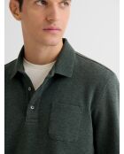 Polo manches longues chiné col boutonné vert bronze