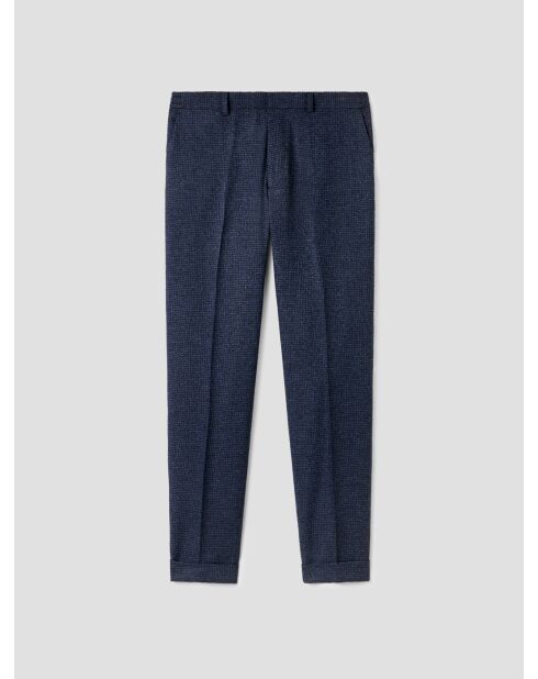 Pantalon de costume slim pied de puce bleu navy