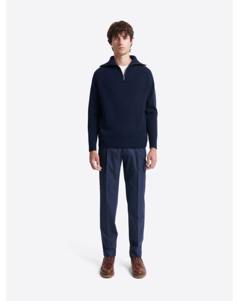 Chino stretch taille élastiquée dark saphir