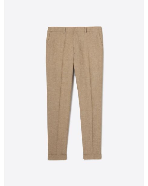Pantalon de costume taille élastique caramel