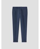 Pantalon de costume slim laine à pinces bleu marine