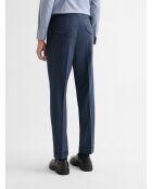 Pantalon de costume slim laine à pinces bleu marine