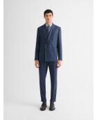 Pantalon de costume slim laine à pinces bleu marine