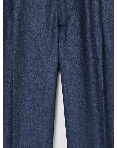 Pantalon de costume slim laine à pinces bleu marine