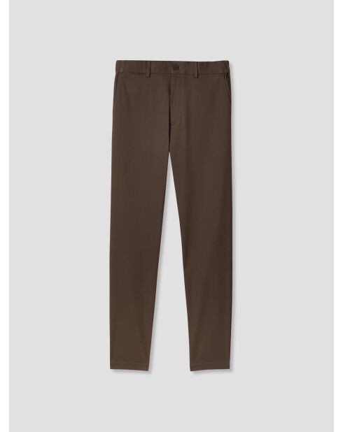 Chino slim stretch taille élastiquée tabac