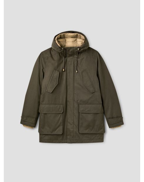 Parka 3 en 1 déperlante à capuche vert bronze