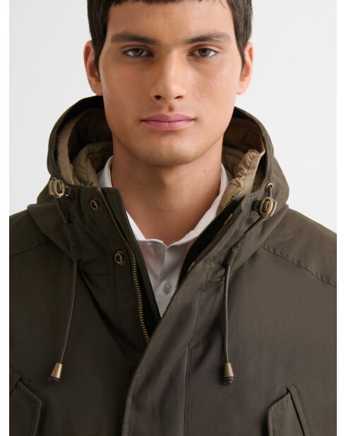 Parka 3 en 1 déperlante à capuche vert bronze