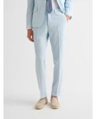 Pantaloni slim suit blu cielo