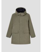 Parka déperlante à capuche vert sauge