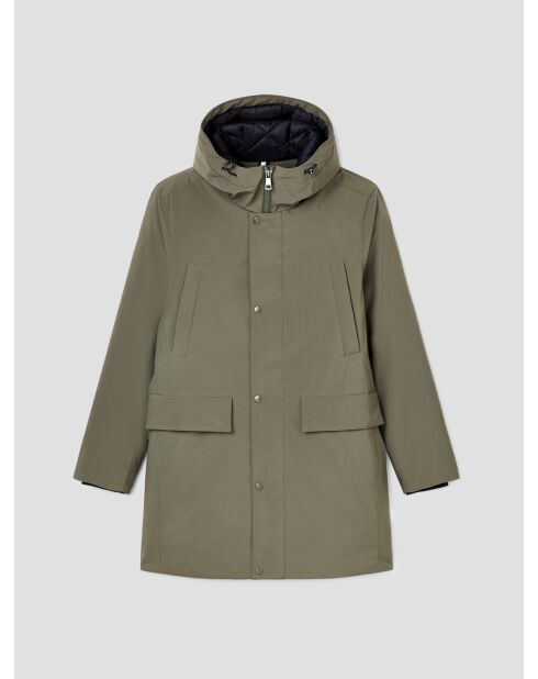 Parka déperlante à capuche vert sauge