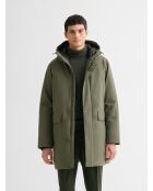 Parka déperlante à capuche vert sauge