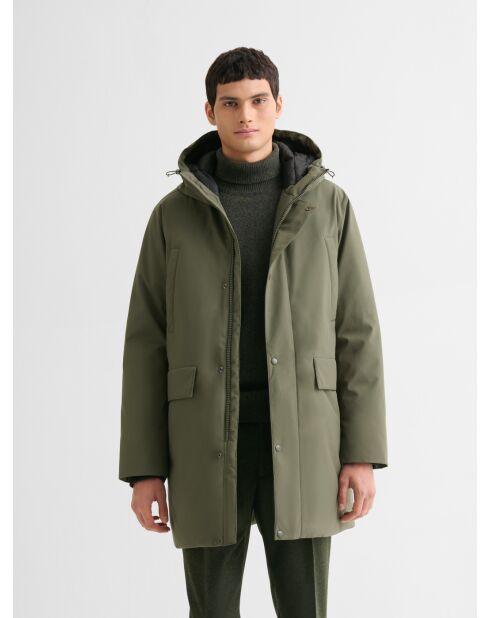 Parka déperlante à capuche vert sauge