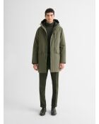 Parka déperlante à capuche vert sauge
