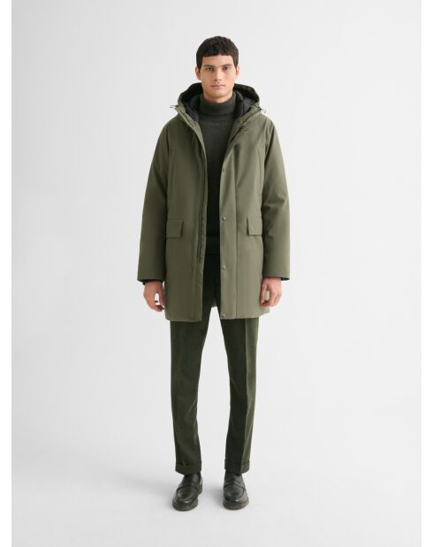 Parka déperlante à capuche vert sauge