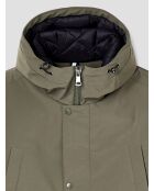 Parka déperlante à capuche vert sauge