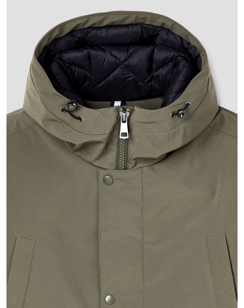 Parka déperlante à capuche vert sauge
